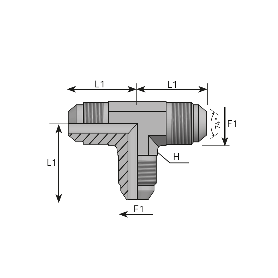 TEE MALE ADAPTOR JIC -  Vitillo