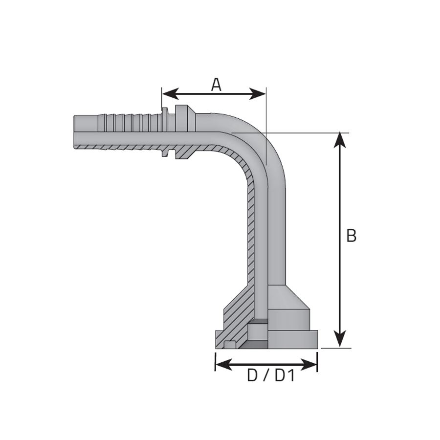 FLANGIA A 90° INTERA SAE 3000 LONG DROP