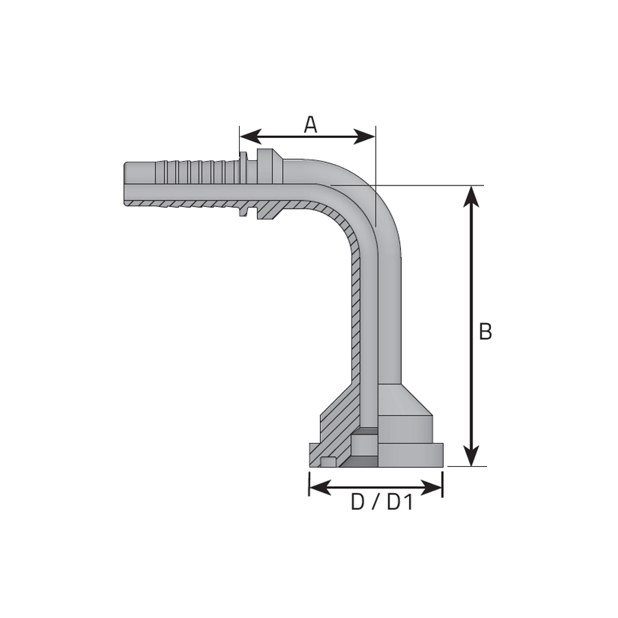FLANGIA A 90° INTERA SAE 6000 LONG DROP