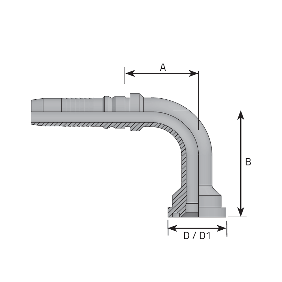 INTERLOCK FLANGE CODE 62 - 6000 PSI - 90° ELBOW (LONG DROP) -  Vitillo