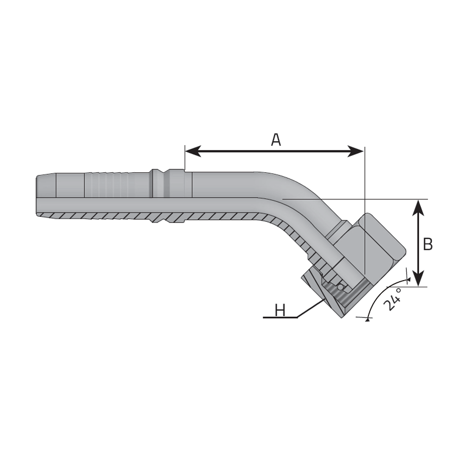 INTERLOCK METRIC FEMALE 24° CONE - 45° ELBOW - S TYPE -  Vitillo