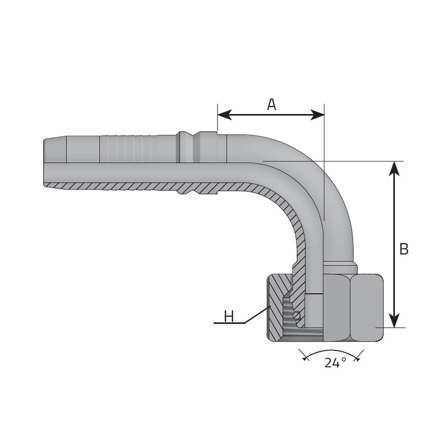 INTERLOCK METRIC FEMALE 24° CONE - 90° - S TYPE