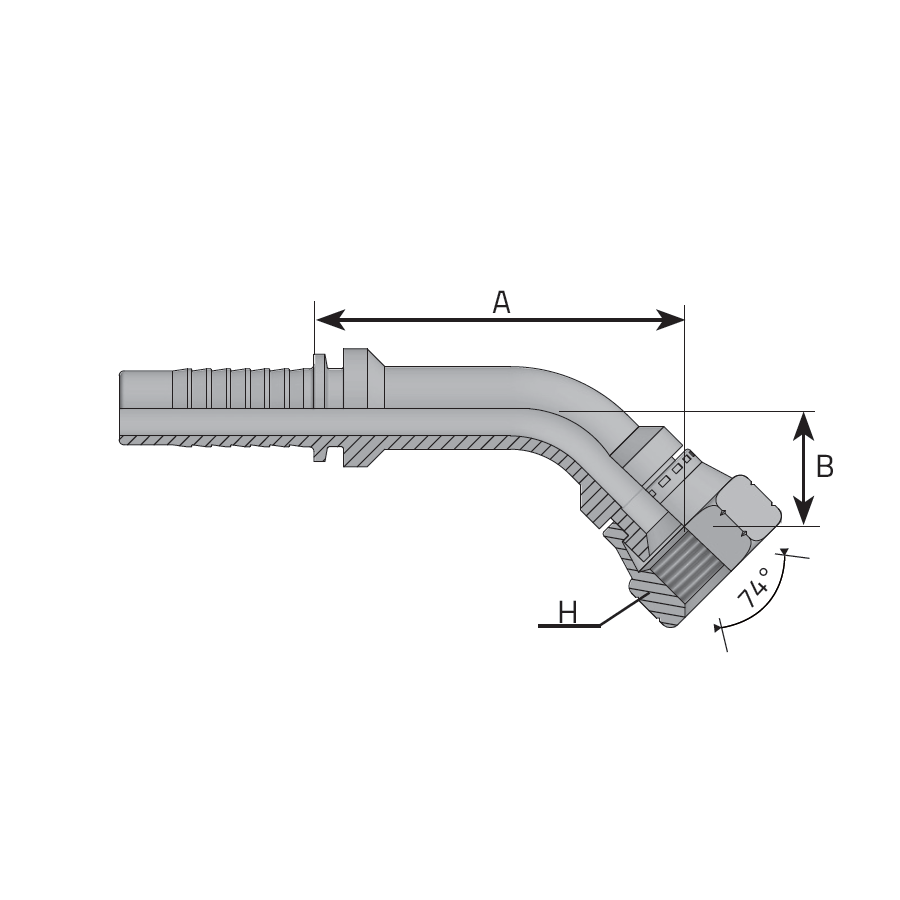 JIC 37° FEMALE - 45° ELBOW -  Vitillo