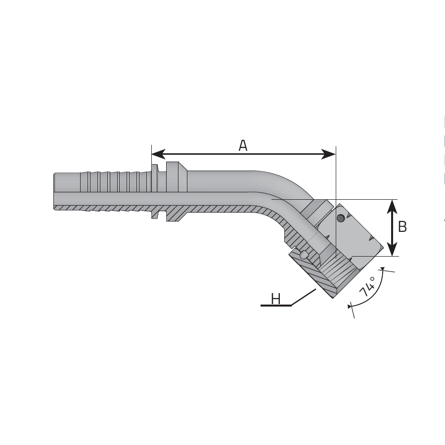 JIC 37° FEMALE - 45° ELBOW - THRUST WIRE NUT