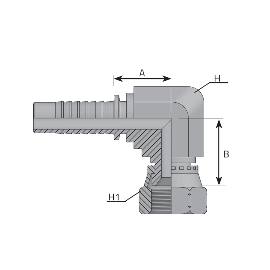 FEMMINA 90° JIC SV 74° COMPATTA