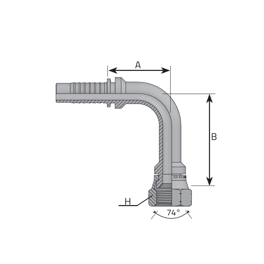 FEMMINA 90° JIC SV 37° LONG DROP