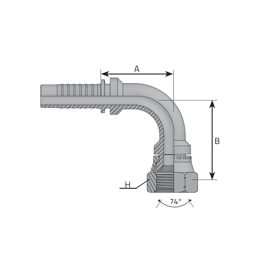 FEMMINA 90° JIC SV 37°