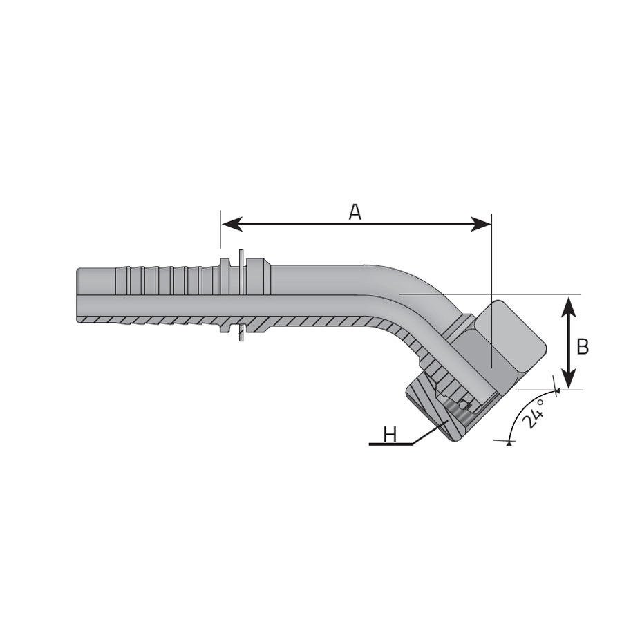 METRIC FEMALE 24° CONE - 45° ELBOW - S TYPE -  Vitillo