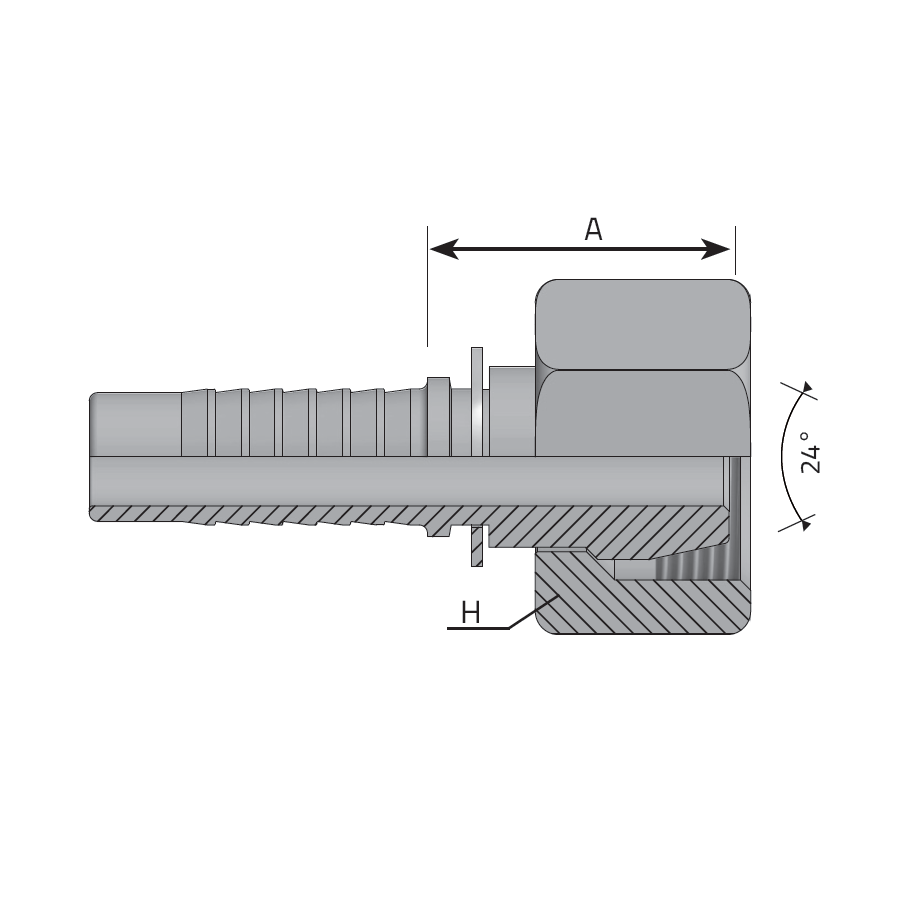 METRIC FEMALE 24° CONE - FRENCH TYPE