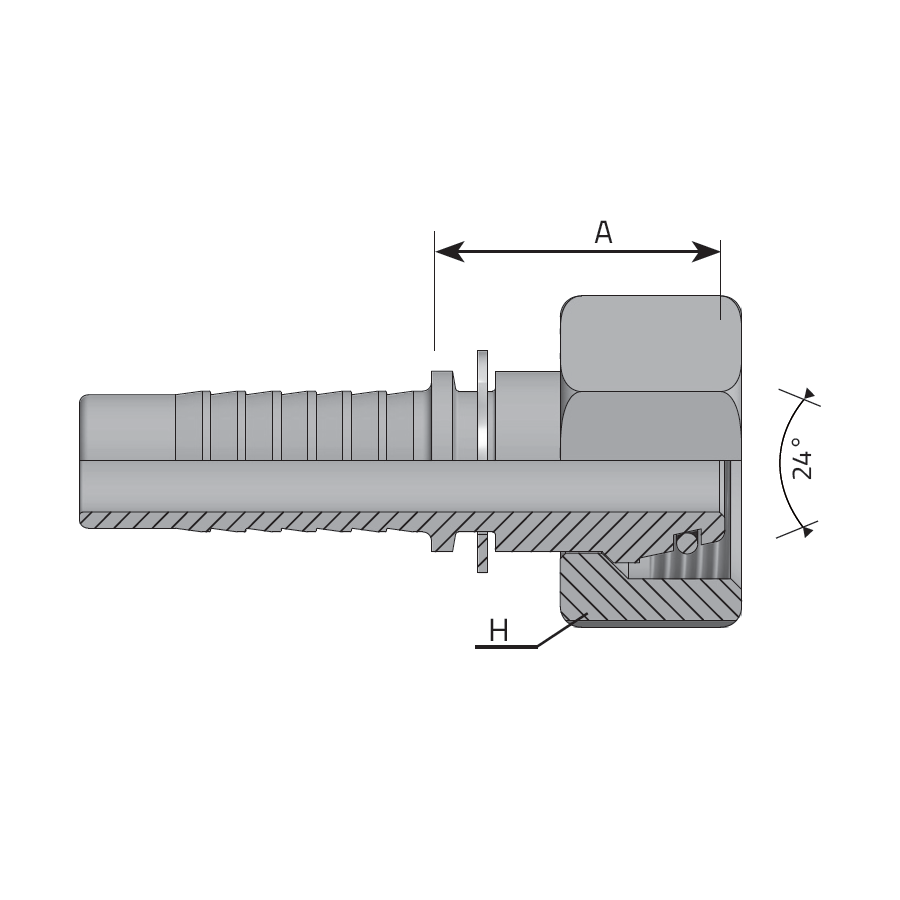 METRIC FEMALE 24° CONE - S TYPE