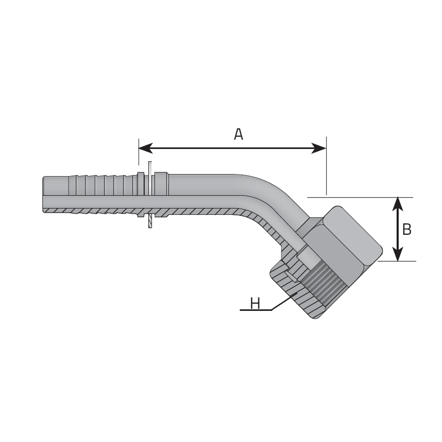 ORFS FEMALE SWIVEL - 45° ELBOW