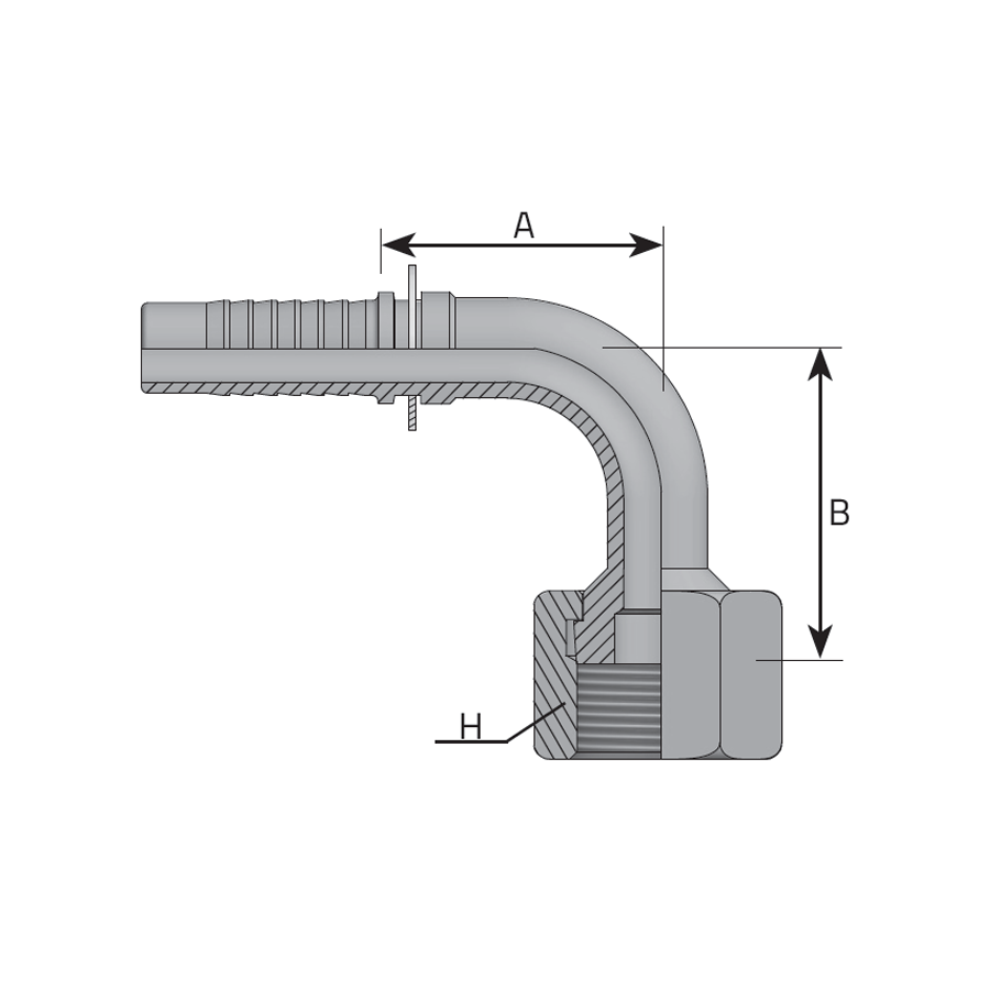 ORFS 6 Male X ORFS 6 Female Swivel 90° Elbow Hydraulic Adapter (9-FF6500-6-6)